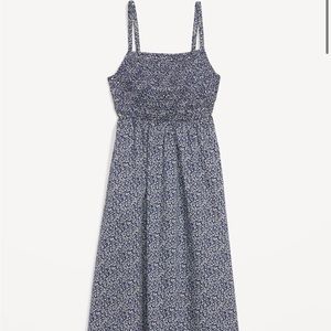 Old Navy Fit & Flare Cotton-Poplin Smocked Cutout Cami Midi Dress